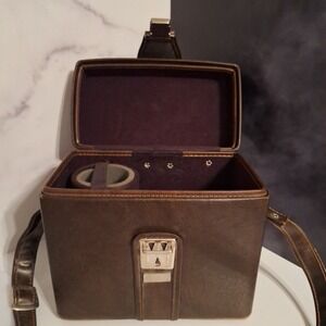 Vintage 70's Camera Case w/ Insert Hard Faux Leather‎ Vinyl Brown Made in Italy